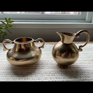 Vintage brass cream and sugar